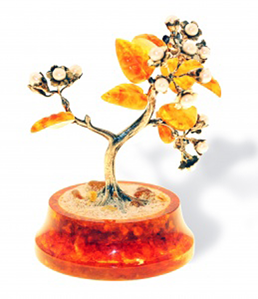 Сувенир "Цветущая сакура" из янтаря