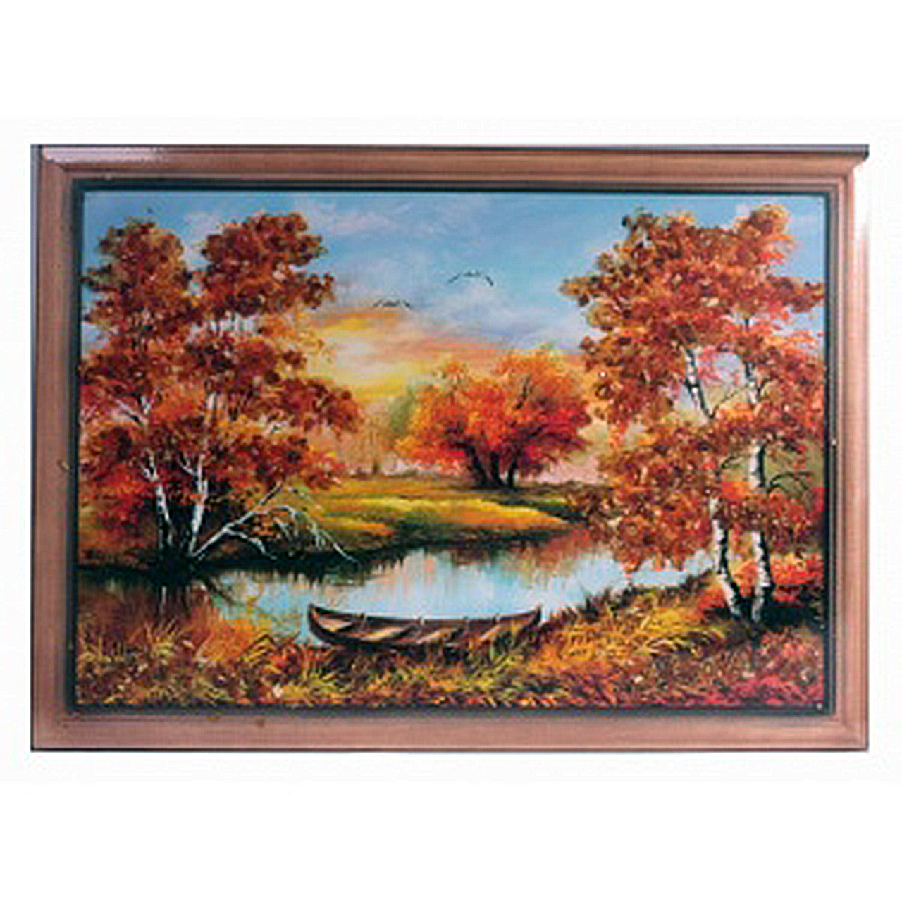 Картина "Осенний берег" из янтаря
