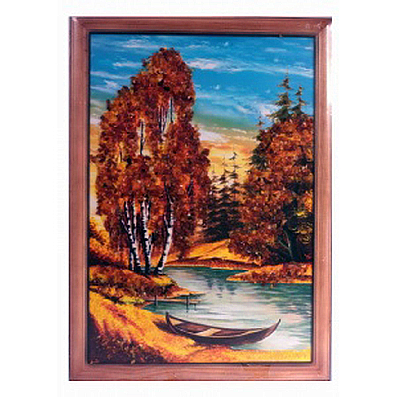 Картина "Лодка на берегу" из янтаря