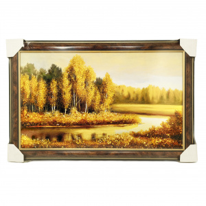Картина янтарная "Закат над рекой"