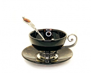 чайный набор "Антик" из черного янтаря