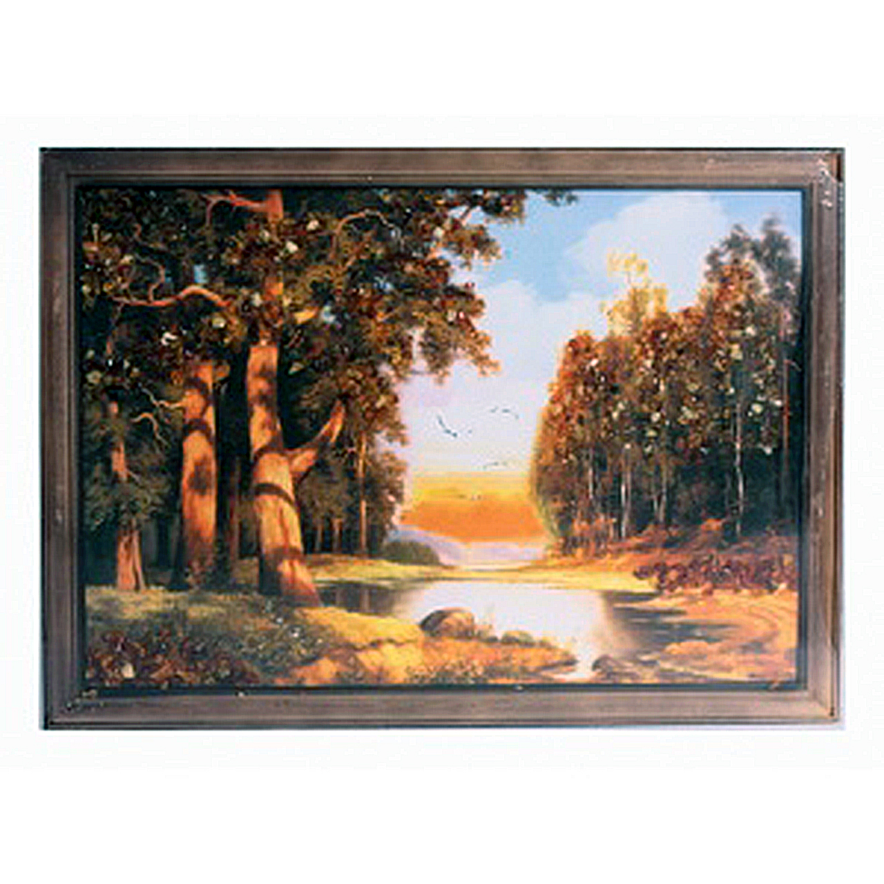 Картина "Лесное озеро" из янтаря