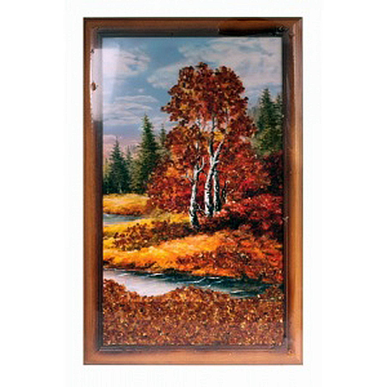 Картина "Осенний лес" из янтаря