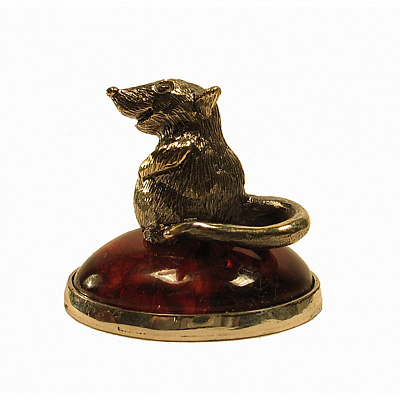 Сувенир "Мышка на кочке" из янтаря  SvM-1