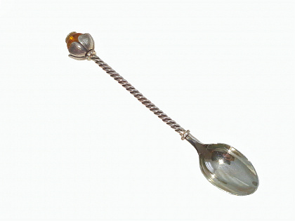 Ложечка серебряная с янтарем HD8-611