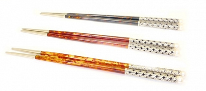 Янтарные палочки для еды "Императорские" из черного янтаря  Chop-sticks/3SP-black