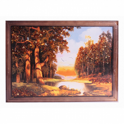 Картина "Лесное озеро" из янтаря KR-38