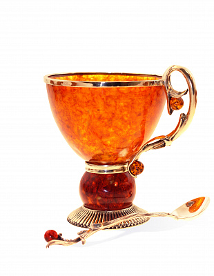 Чашка чайная "Саламандра" из янтаря 7002/L