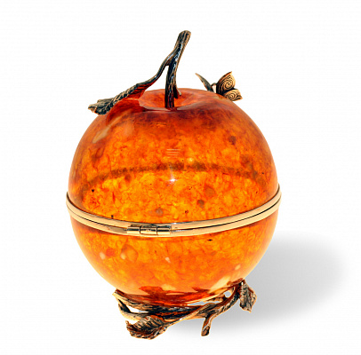 Шкатулка "Райское яблоко" из янтаря sv-rbl