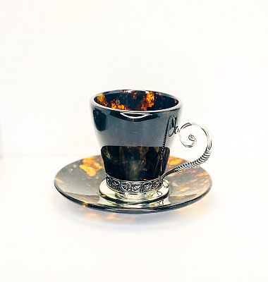 Кофейная чашка "Антик" из черного янтаря 3703-black