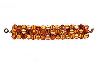 Плетеный браслет из янтаря и бисера 20757-1