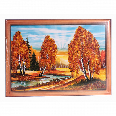 Картина "Осенний пейзаж" из янтаря KR-39
