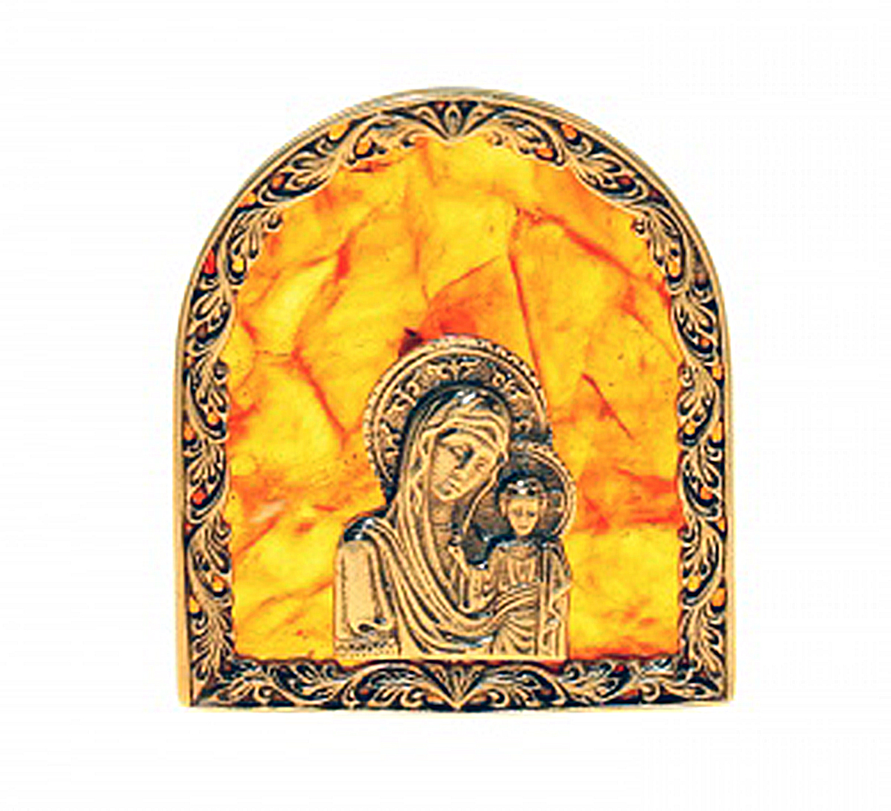 Иконка "Богородица" из янтаря