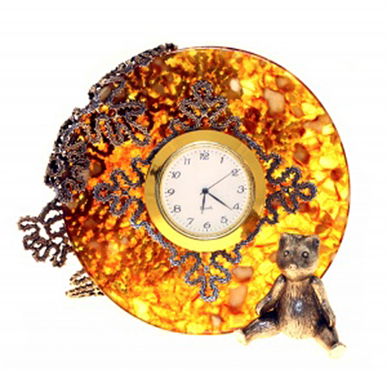 часы "Вологодские кружева" из янтаря