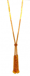 Плетеное колье-галстук из натурального янтаря