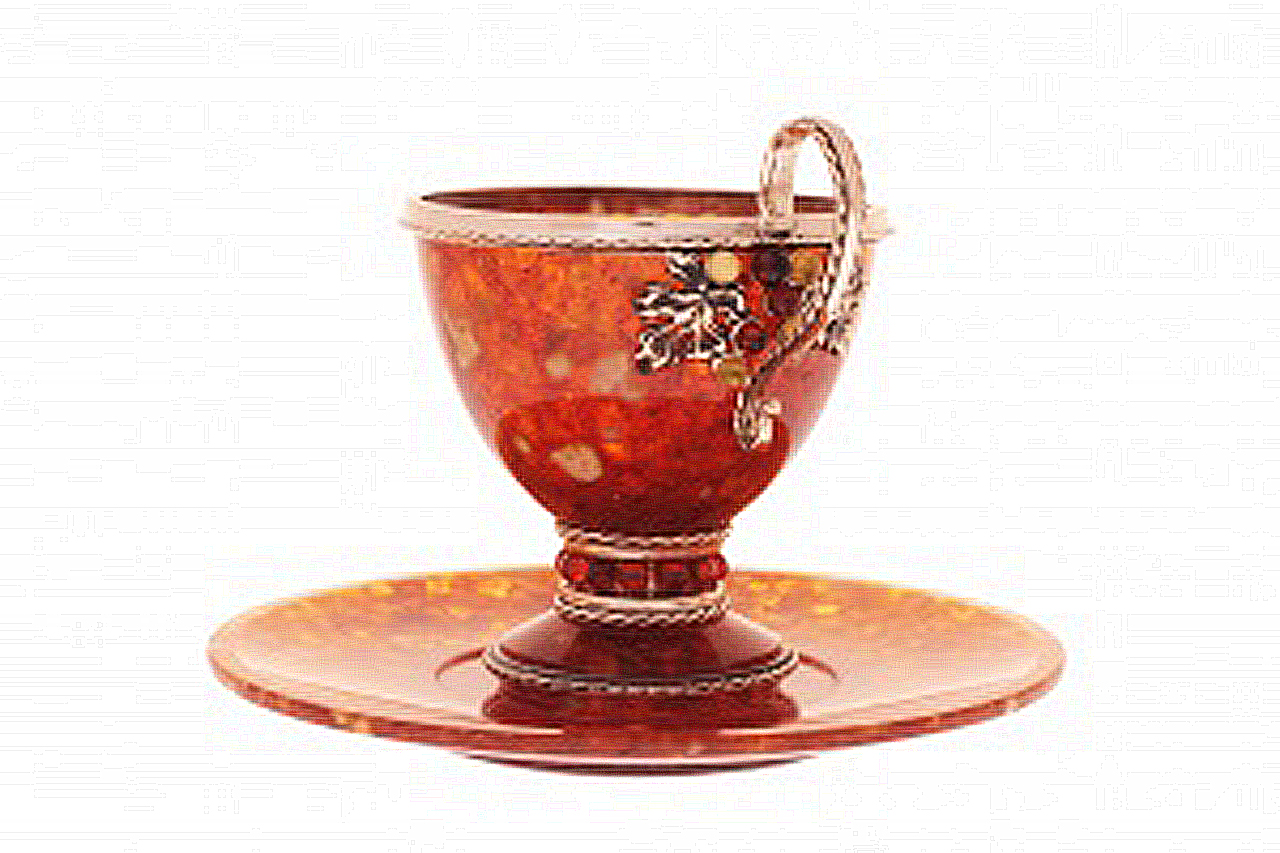 чашка чайная "Виноград" большая из янтаря