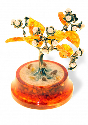 Сувенир "Цветущая сакура" из янтаря prlTR