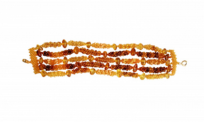 Плетеный браслет из балтийского янтаря и бисера 10875-1b