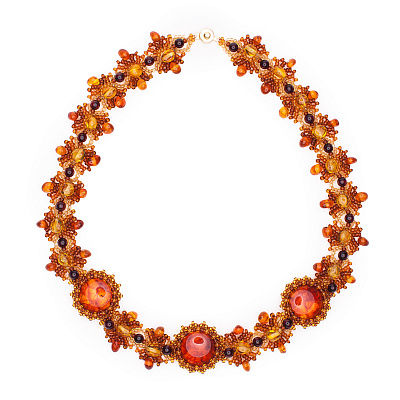 Комплект из натурального янтаря: ожерелье, браслет 11057-1, 20922-1