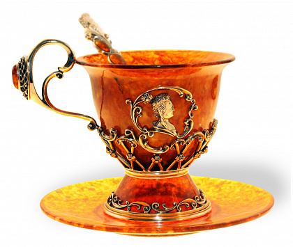 Чашка чайная "Екатерина" из янтаря 8302/L