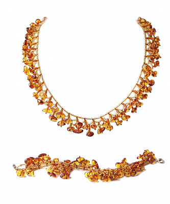 Ожерелье из янтаря с бисером 11070