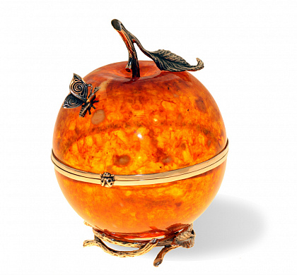 Шкатулка "Райское яблоко" из янтаря sv-rbl