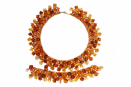 Комплект из балтийского янтаря и бисера: ожерелье, браслет 10146n,10146b