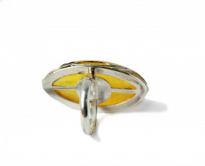 Роскошное кольцо из натурального балтийского янтаря и серебра 200-10,9