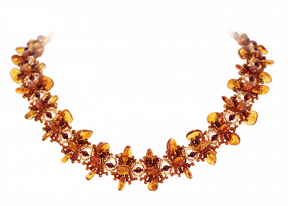 Комплект из натурального янтаря: ожерелье, браслет 11057,20922